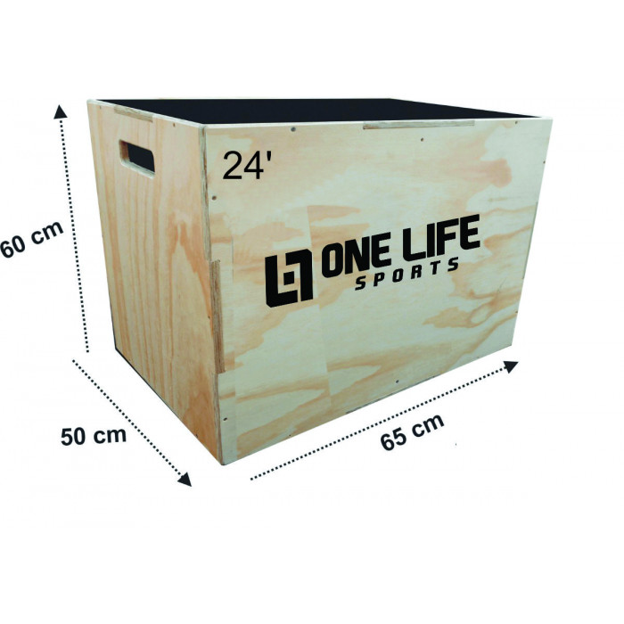 CAIXA PLYO BOX CROSS FIT 24' ONE LIFE - 60 X 65 X 50 CM